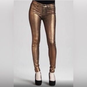 J Brand Size 31 bronze coated denim mid rise skinny jeans
